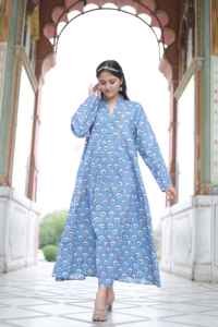 Dulce nuevo estilo de las mujeres con cuello en V Maxi vestido 100% algodón largo étnico estampado floral para fiestas y regalos - Product Image 4