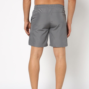 Shorts Bermuda Gris Uni à Séchage Rapide pour Homme, Taille Mi-Haute avec Cordon de Serrage, Bande Latérale et Logo Avant, Style Sportif, Tissu Polyester - Product Image 4