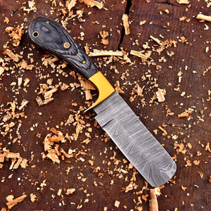 Couteau à dépecer professionnel artisanal LEGACY BLADES en acier Damas de qualité industrielle, coupe-vache, manche en bois, pointe clip, pour le camping - Product Image 5