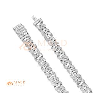 สร้อยคอเงินทรงบาแกตต์ประดับมอสซาไนต์แบบ Cuban Link สไตล์ฮิปฮอปสุดหรูสำหรับผู้ชายและผู้หญิง - Product Image 6