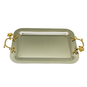 Handmade Hammered Brass Decorative <b>Tray</b> With Unique Handle Perfect For Home Decor & Serving <b>Snacks</b> Server <b>Tray</b> On-Sale Price - Product Image 2