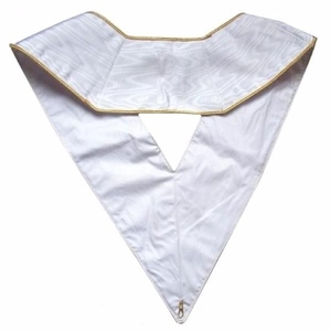 Collier de 30e degré du Rite écossais, moiré blanc avec bordures dorées, Collier du Chevalier Kadosh, Collier maçonnique, Régalia du Rite écossais, moiré blanc - Product Image 4