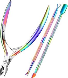 Professional Manicure Pedicure Dual Ended Tool Set Stainless Steel Cuticle Pusher <b>Nail</b> Cleaner <b>Kit</b> Rainbow OEM Private Label - Product Image 2