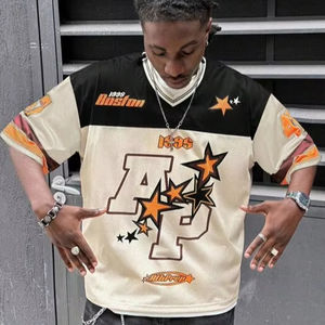 Maillot de football en mesh surdimensionné à sublimation, imprimé papillon, streetwear unisexe, t-shirt de sport, vente en gros OEM - Product Image 1