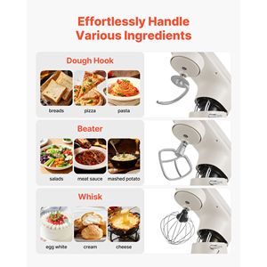 Impastatrice Planetaria in Acciaio Inox da 6QT, 660W, 6 Velocità, con Testa Inclinabile e Frusta a Filo per Pasticceria - Product Image 2