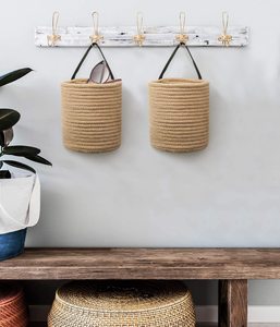 Woven Fern Hanging Basket Planter Natural Jute Woven <b>Flower</b> Pot for Indoor Outdoor Decor - Product Image 5