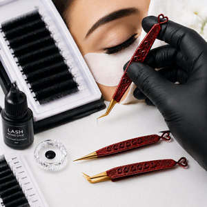 Pinzas para Pestañas con Diseño de Corazón Rojo y Puntas Doradas, Herramienta de Precisión de Acero Inoxidable para Aplicación de Pestañas - Product Image 4