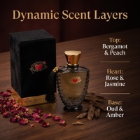 Parfum unisexe EDP Arabian Rose Oud 100 ml, tenue longue durée 8-12 h, flacon en verre ondulé fumé de luxe avec boîte cadeau en velours noir