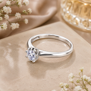 Anillo Solitario con Diamante Real de 0.10 Quilates, Corte Redondo, Diseño Clásico |   Elegante Anillo de Compromiso, Joyería Fina, Regalo para Mujer - Product Image 3