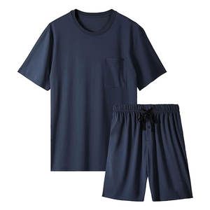 Conjunto de Pijama para Hombre, Ropa de Dormir Ligera, Camiseta de Manga Corta, Suave y Transpirable, con Bolsillos, Cómodo para el Verano - Product Image 1