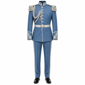 Uniforme Cérémoniel Blanc pour Hommes avec Broderie Dorée et Pompons, Taille Adulte, Matière Polyester, Service OEM - Product Image 3