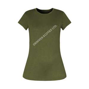 Summer Cotton Blend Basic Slim Fit T-Shirt Crew Neck T Shirt Oversize Girls Tee TShirt Custom OEM Blank Plain Solid T Shirts - Product Image 2