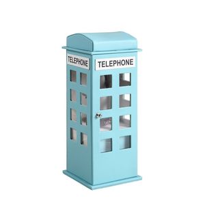 Boîte à bijoux en cuir bleu pastel de style téléphone britannique, 11,5 pouces de haut - Product Image 1