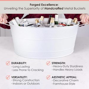 Large White Galvanized Steel Beverage Tub Cooler 6 Gallon Oval for Parties 15 Bottle Wine <b>Beer</b> Drink <b>Chiller</b> OEM Bulk Wholesale - Product Image 6