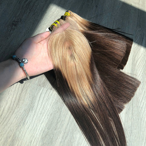 Vente en gros 100% Extensions de cheveux humains vietnamiens lisses de haute qualité pour Ombre blond foncé - Product Image 5