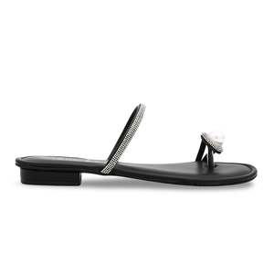 Sandales à talon fantaisie noires FN0711 Chappal - Product Image 3