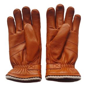 Brown Leather Wrist Length <b>Gloves</b> <b>Wool</b> Lined Thermal Plain Style Daily Use Winter Outdoor - Product Image 4