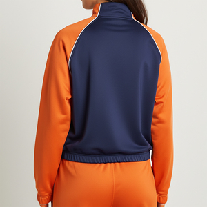 เสื้อสเวตเชิ้ตซิปแบบมีสีตัดกัน ผลิตตามสั่ง OEM/ODM ผ้าโพลีเอสเตอร์ 100% สำหรับผู้หญิง สวมใส่สบาย ระบายอากาศได้ดี น้ำหนักเบา - Product Image 6