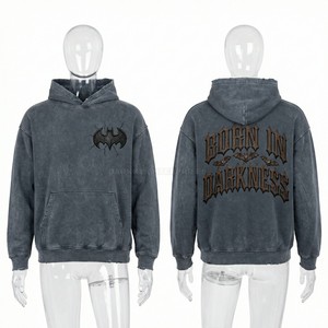 Custom Heavyweight Zip Up Hoodie Men Vintage Acid Wash Fleece Sweatshirt Oversized Drop Shoulder Streetwear 3D Puff Print Hoodie - Product Image 4