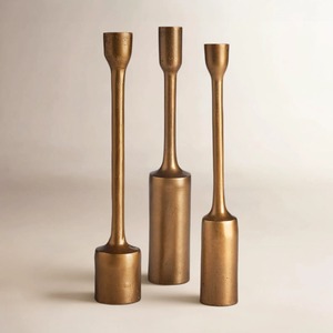 Decorative Antique Style Golden <b>Brass</b> <b>Candlestick</b> Holder Set of 3 Modern Home Decoration Durable Metal Candle Holders - Product Image 2