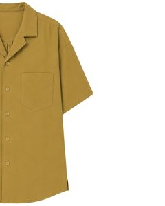 Customized Mustard Oversized Casual Men <b>Shirt</b> <b>Half</b> Sleeve Cuban Collar <b>Button</b> Up Loose Fit Summer Beach Streetwear Fashion Top - Product Image 4