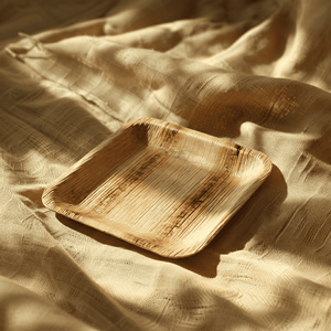 Assiette carrée jetable en feuille de palmier écologique de 20 x 20 cm - Product Image 1