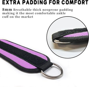 Non <b>Slip</b> Adjustable Ankle Straps with Padding for Cable Machine Glute Kickback Leg Workout Gym Equipment - Product Image 3