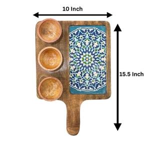 Planche à découper en bois artisanale et plateau de service de luxe avec design carré, idéal pour les fêtes, écologique, prix d'usine - Product Image 2