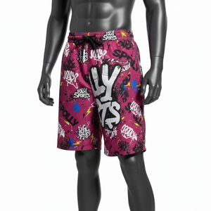 Shorts de baño para hombre, tela de poliéster premium de 140 GSM, ligeros, de secado rápido, con estampado por sublimación y logotipo personalizado. - Product Image 3