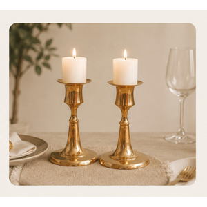 Luxury Antique Gold <b>Brass</b> Candle <b>Holder</b> Set - Elegant Vintage Taper <b>Candlestick</b> Stands for Wedding Table Centerpiece On Sale - Product Image 4