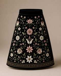 Jupe longue en velours brodée de fleurs, élégante pour femme - Product Image 1