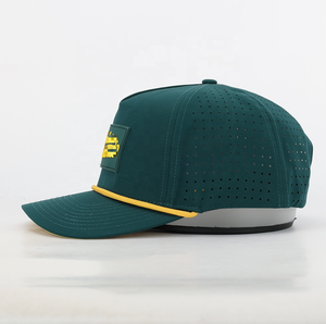 Casquettes de sport à 6 panneaux avec patch en silicone, casquette de golf en polyester de haute qualité, casquettes de baseball avec cordon, bouton à image découpée au laser personnalisé - Product Image 4