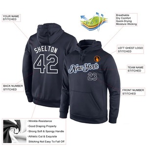 Custom Wholesale Stitched Navy <b>White</b> Sports Pullover Sweatshirt Hoodie Embroidery Fleece Breathable Team Training Apparel - Product Image 3