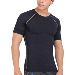 Solid <b>Compression</b> T <b>Shirt</b> Regular Fit Short Sleeve Lightweight Breathable <b>Men</b> Gym Training Workout Wear Premium Quality - Product Image 4
