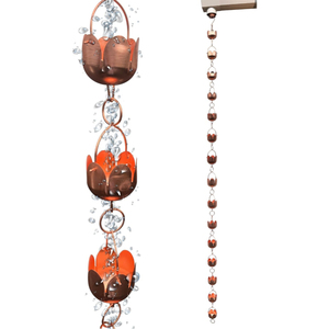 Cadena de Lluvia de Cobre Sólido 100% con Diseño de Lirio y Tulipán, Decorativa, Reemplazo para Bajante de Canalón, Fuente de Agua para Jardín Exterior con Efecto de Campana - Product Image 3