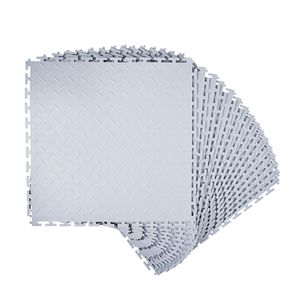 Lot de 16 dalles de sol de garage emboîtables 20,2 x 20,2 x 20 mm, revêtement de sol modulaire antidérapant à motif diamant pour garages - Product Image 1