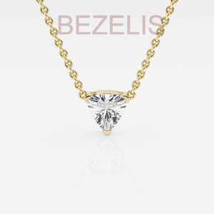 Diamante Cultivado en Laboratorio Certificado, Corte Trillón, Solitario, Brillante, Cadena Triangular en Oro Amarillo de 14k, Joyería Fina para Mujer - Product Image 2