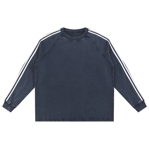 OEM ODM Unisex Acid Wash 100% Cotton Sweatshirt Vintage Oversized Crewneck Streetwear Spring Custom Logo - Product Image 5