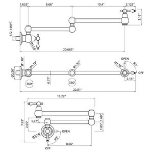 Rubinetto da Cucina a Parete in Ottone Lucidato con Doppia Maniglia per Applicazioni Commerciali - Alta Qualità - Product Image 3