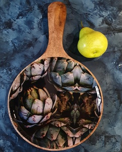 Plato de madera con diseño moderno y estampado en esmalte, bandeja de madera, bandeja de esmalte, plato estampado a un precio muy atractivo. - Product Image 2