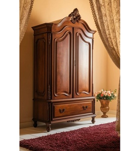 Luxury Handcrafted Solid Wood 2 Door <b>Wardrobe</b> Ornate Victorian Carving Premium Finish Armoire - Product Image 1
