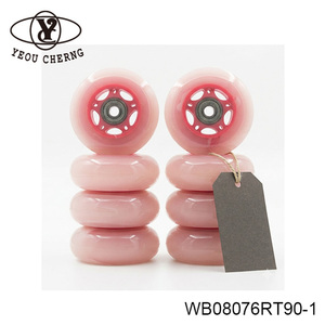 Inline Skate <b>Wheels</b> 90A Hardness Ball Bearing Plastic Red Core WB08076RT90-1 YEOU CHERNG - Product Image 5