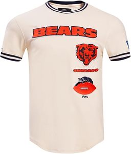 T-shirt crème des Chicago Bears avec broderie rouge et logo mascotte, broderie machine, matière coton - Product Image 1