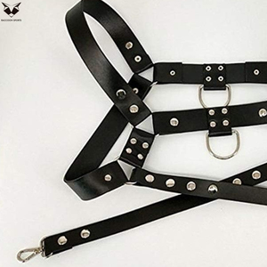 Wholesale Rate Men Black Studded <b>Leather</b> Chest <b>Harness</b> Adjustable Body Strap Belt Punk Rock Gothic Fashion Statement Piece - Product Image 6