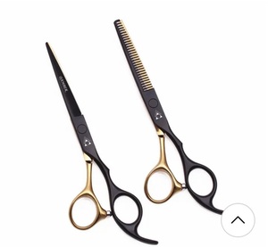 Tijeras de Barbero para Zurdos de Acero Inoxidable de Alta Calidad, Acabado Dorado, Hoja Afilada, para Entresacar, con Diseño de Mango de Dragón y Tornillo Rojo - Product Image 3