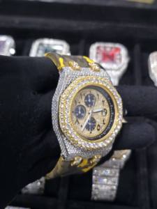 Luxury GA2100 Iced Diver Watch Conversion Kit Metal <b>Case</b> Analog 5mm Sapphire Crystal Leather Band Premium CasiOak Style - Product Image 3