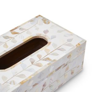 Premium Luxury MOP Inlay Rectangular <b>Tissue</b> Box Cover Botanical <b>Pattern</b> Artisan Shimmering Pearl Decorative Waterproof Durable - Product Image 1