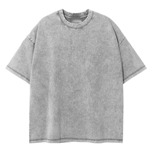 T-shirt en coton surdimensionné pour homme, couleur unie, manches courtes, col rond, décontracté, vierge, pour impression sérigraphique, DTG, broderie en relief, logo frontal - Product Image 2