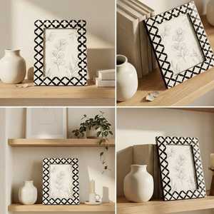 Vellora Artisan Resin <b>Picture</b> <b>Frame</b> Luxury Handcrafted Abstract Inlay <b>Frame</b> with Contemporary Black & <b>White</b> Design, Custom - Product Image 2