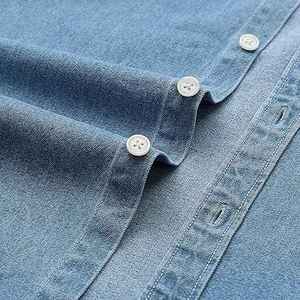 Chemise en jean décontractée à manches courtes pour homme, bleu clair, 100% coton, boutonnée - Product Image 5